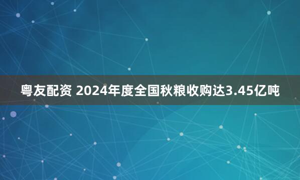 粤友配资 2024年度全国秋粮收购达3.45亿吨